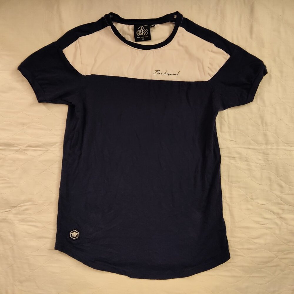 Bee Inspired Colorblock Tee T Shirt Crew Neck Embroidered Logo Size XS